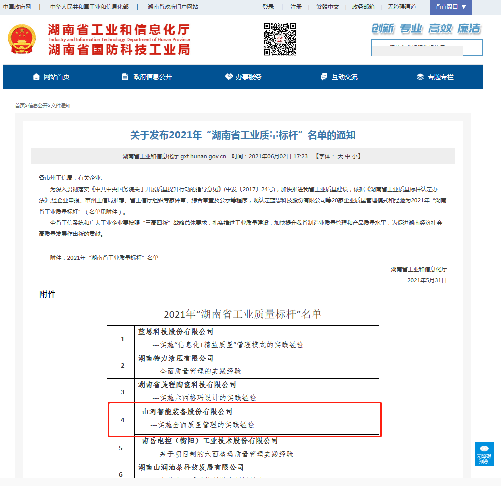 Z6人生就是博智能荣获湖南省工业质量标杆企业